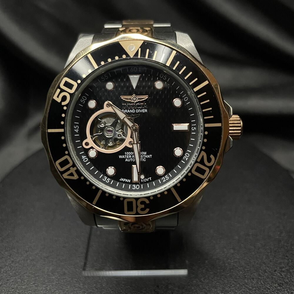 Invicta Men’s Grand Diver Watch Automatic Open Heart Stainless Steel Rose 13708